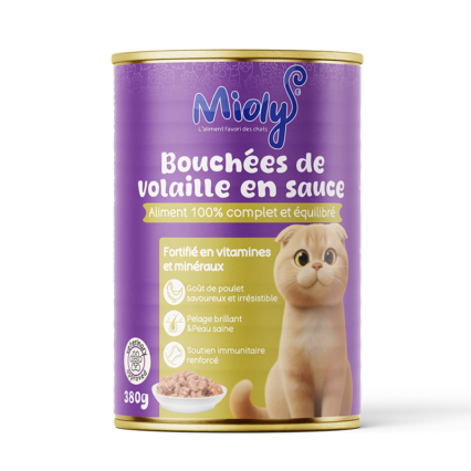 BOUCHÉES DE VOLAILLE EN SAUCE MIOLY POUR CHATS 380G